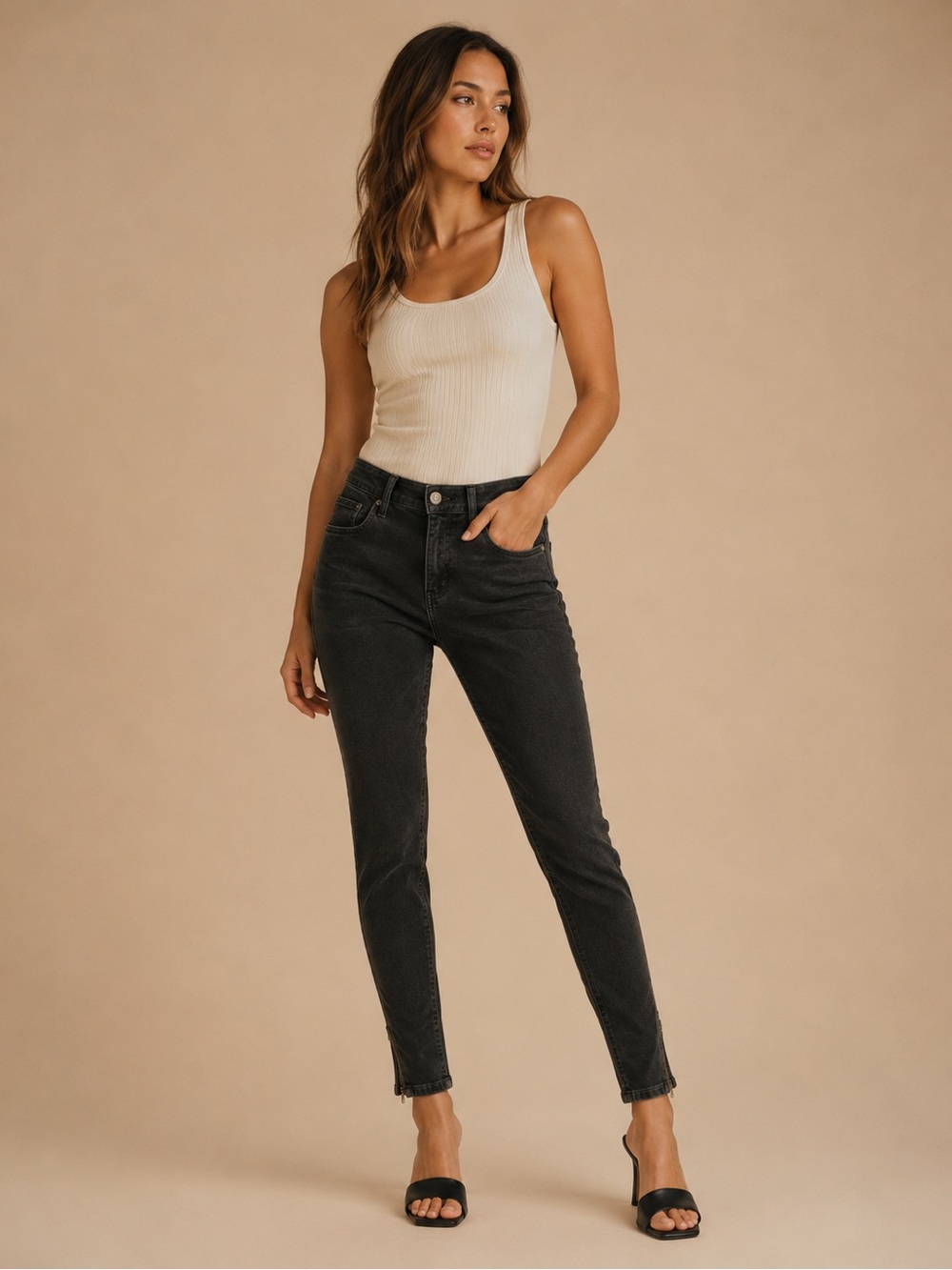 Edyson Size 31 Dark Wash Corduroy Skinny Jeans Women’s Ankle Zip Denim Pants